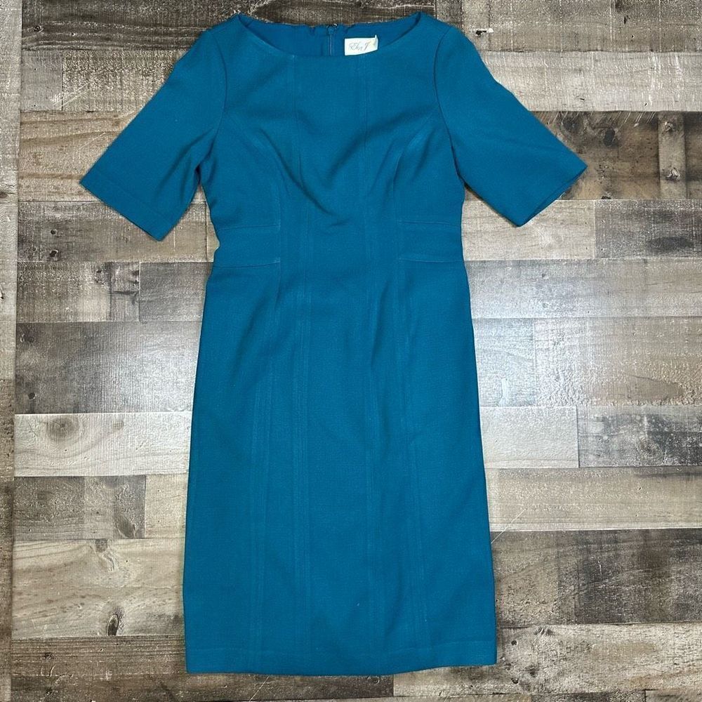 Eliza J Women’s Size 8 Sheath Dress Deep Turquoise Stretch Business Workwear